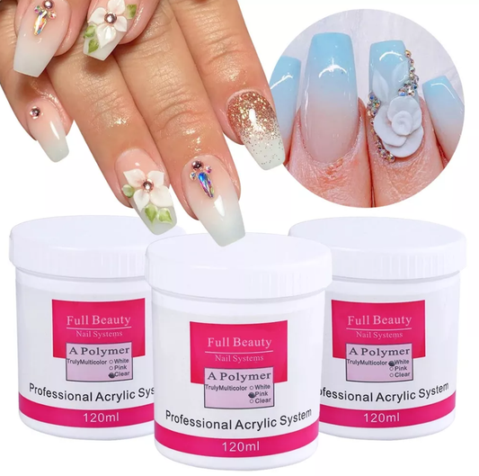 Pink, White and Clear 120g Acrylic Powders