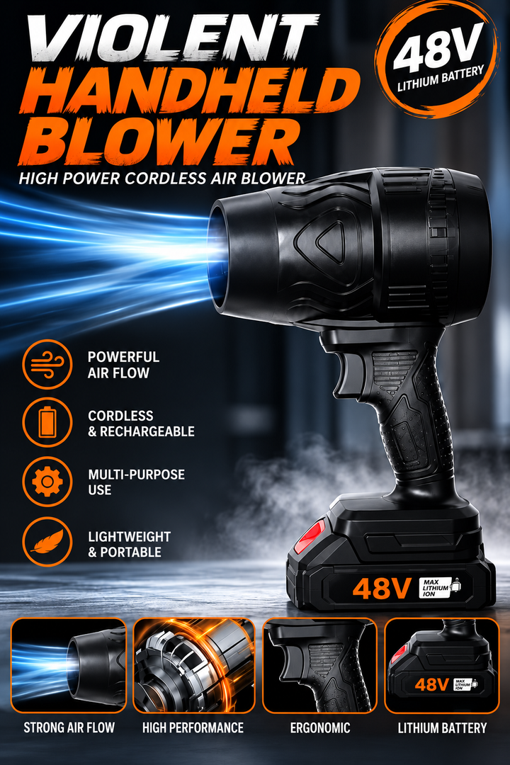 Handheld Blower 48V Cordless Lithium Battery Rechargeable