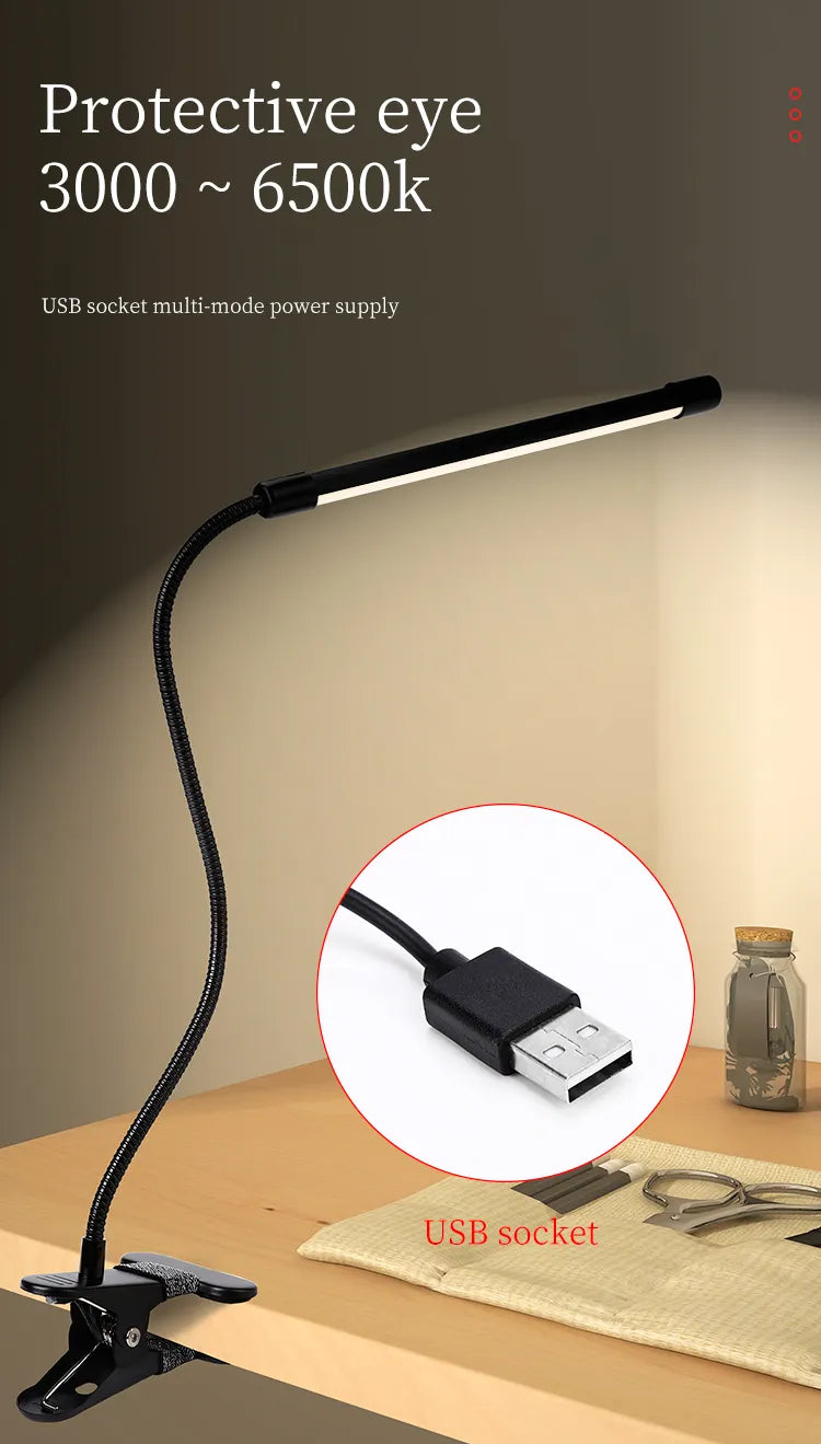 Flexible Night Reading Study Nails Table Clip Clamp Led Desk Lamp