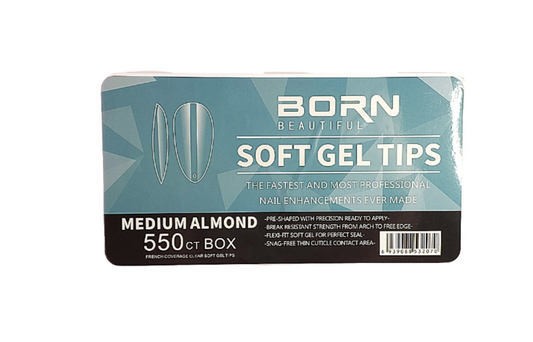 Soft Gel Tips – Full Cover Medium Almond – 550 Piece