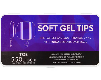 Full Cover Clear Soft Gel Tips – Toe – 550pcs