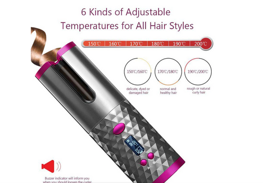Classic Wireless Automatic Curling Iron, Cordless Auto Curler