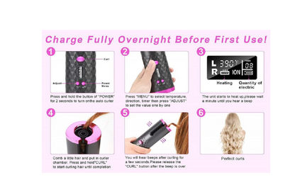 Classic Wireless Automatic Curling Iron, Cordless Auto Curler