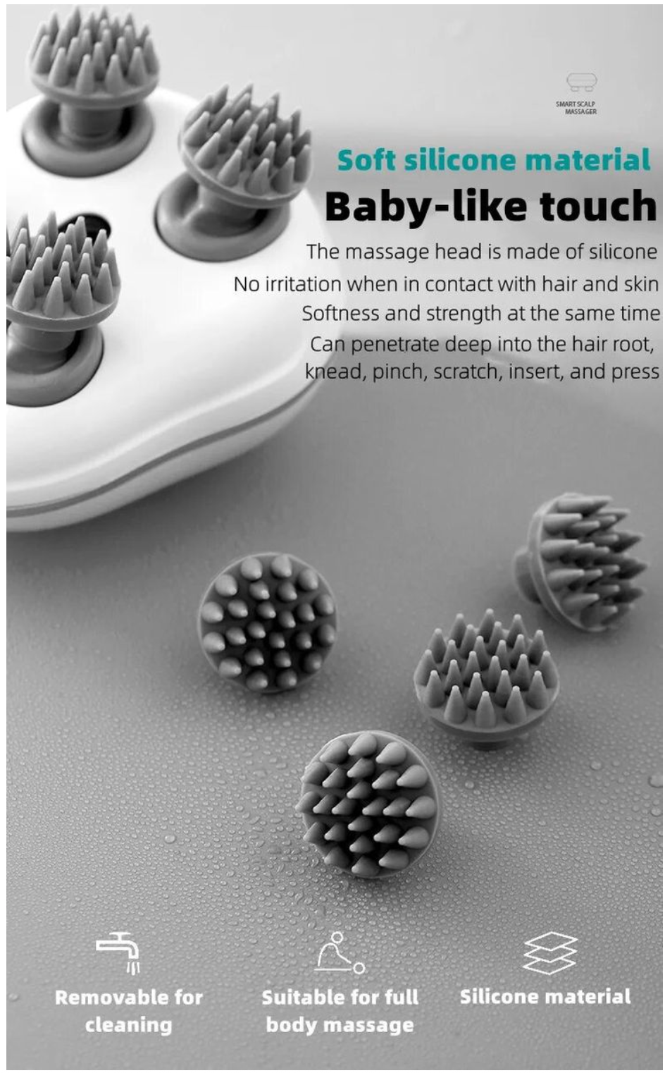 Smart Scalp Massager Heated Brush Electric Head Massager For Stress Relief