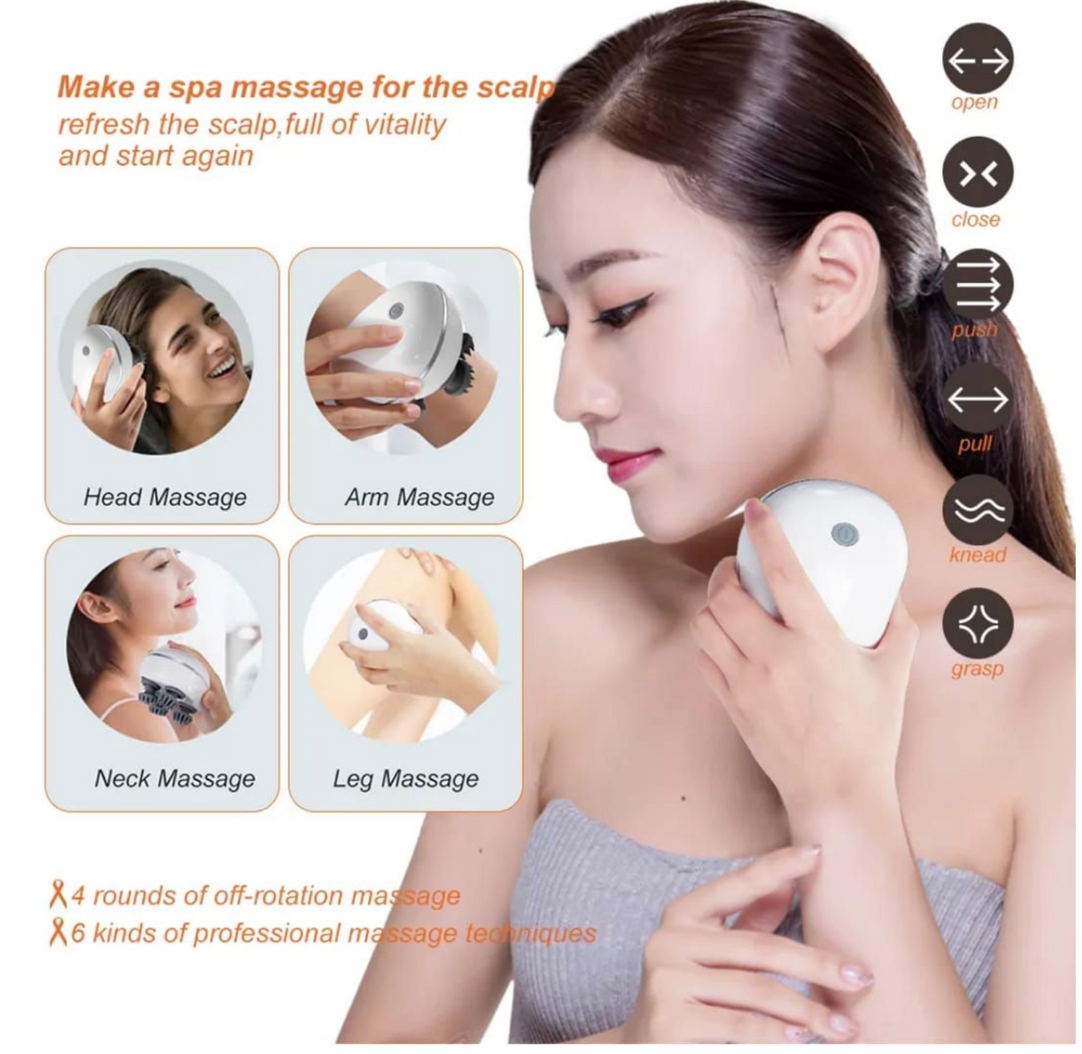 Smart Scalp Massager Heated Brush Electric Head Massager For Stress Relief