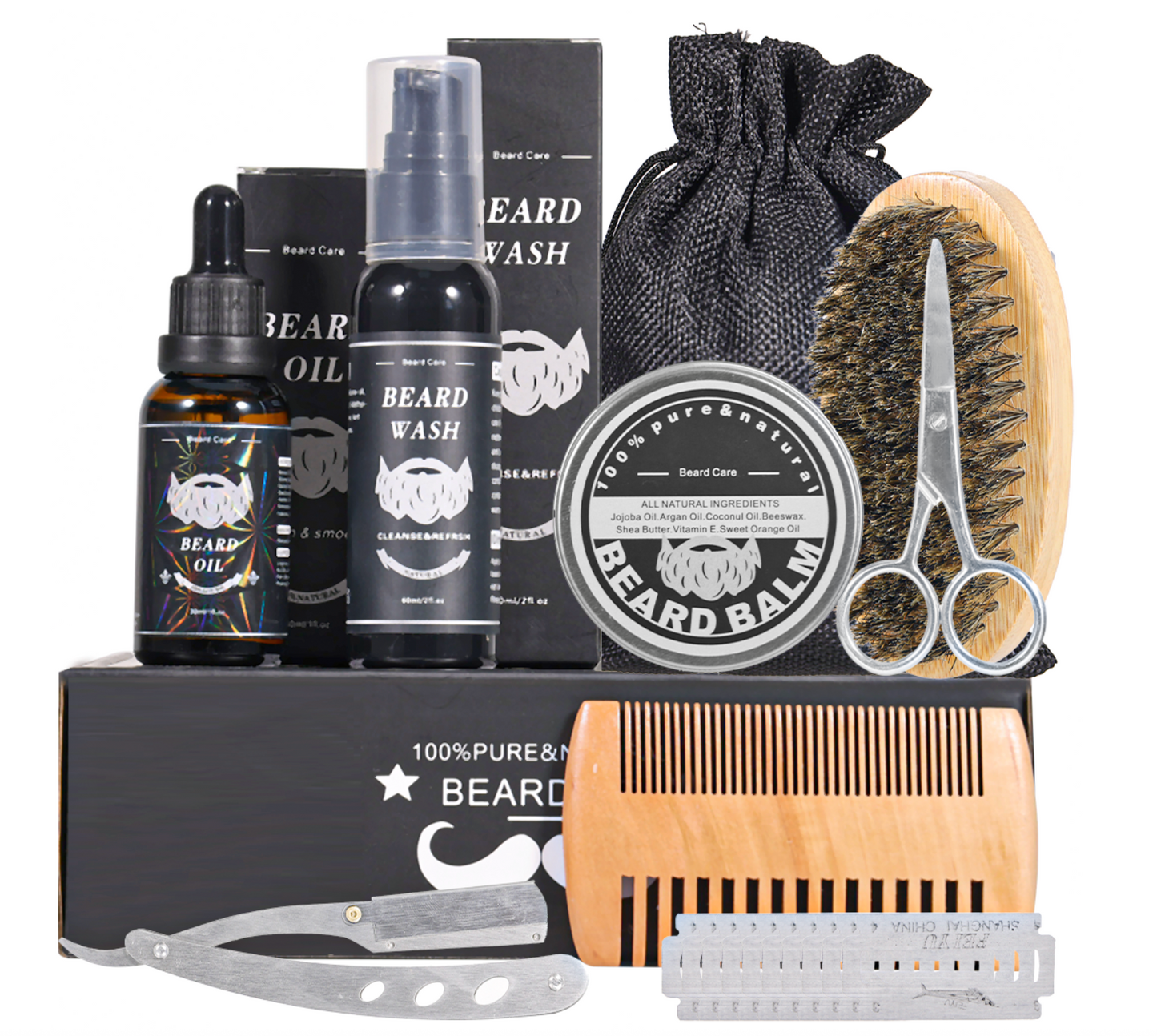 Beard grooming and trimming tool set