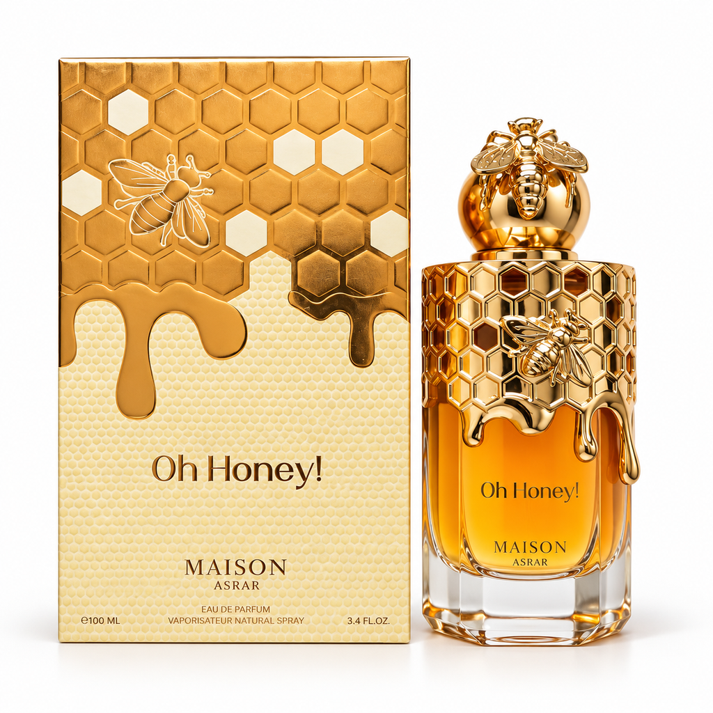 Maison Asrar Oh Honey 100ml bottle and box on white background