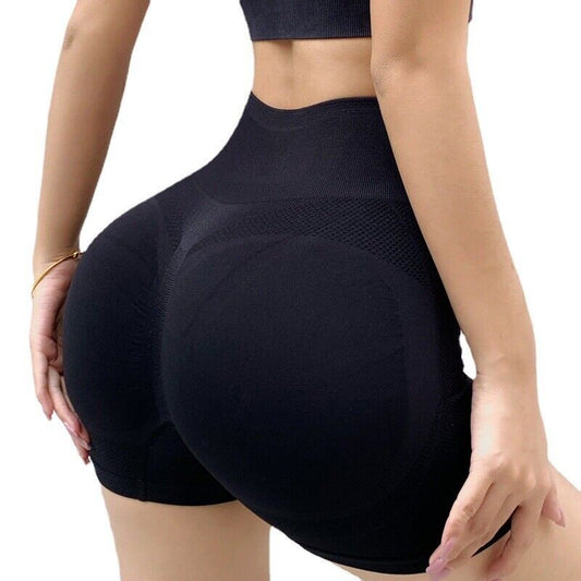 High Elastic Peach Hip yoga Shorts - Black