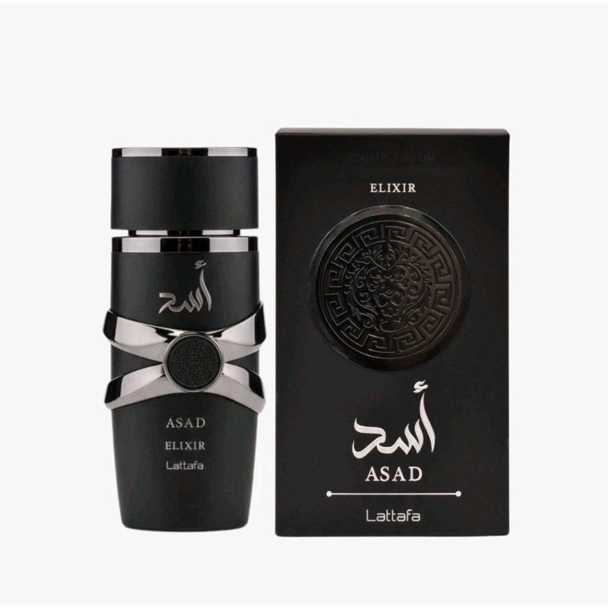 Asad Elixir original bottle / box photo, standardized square format