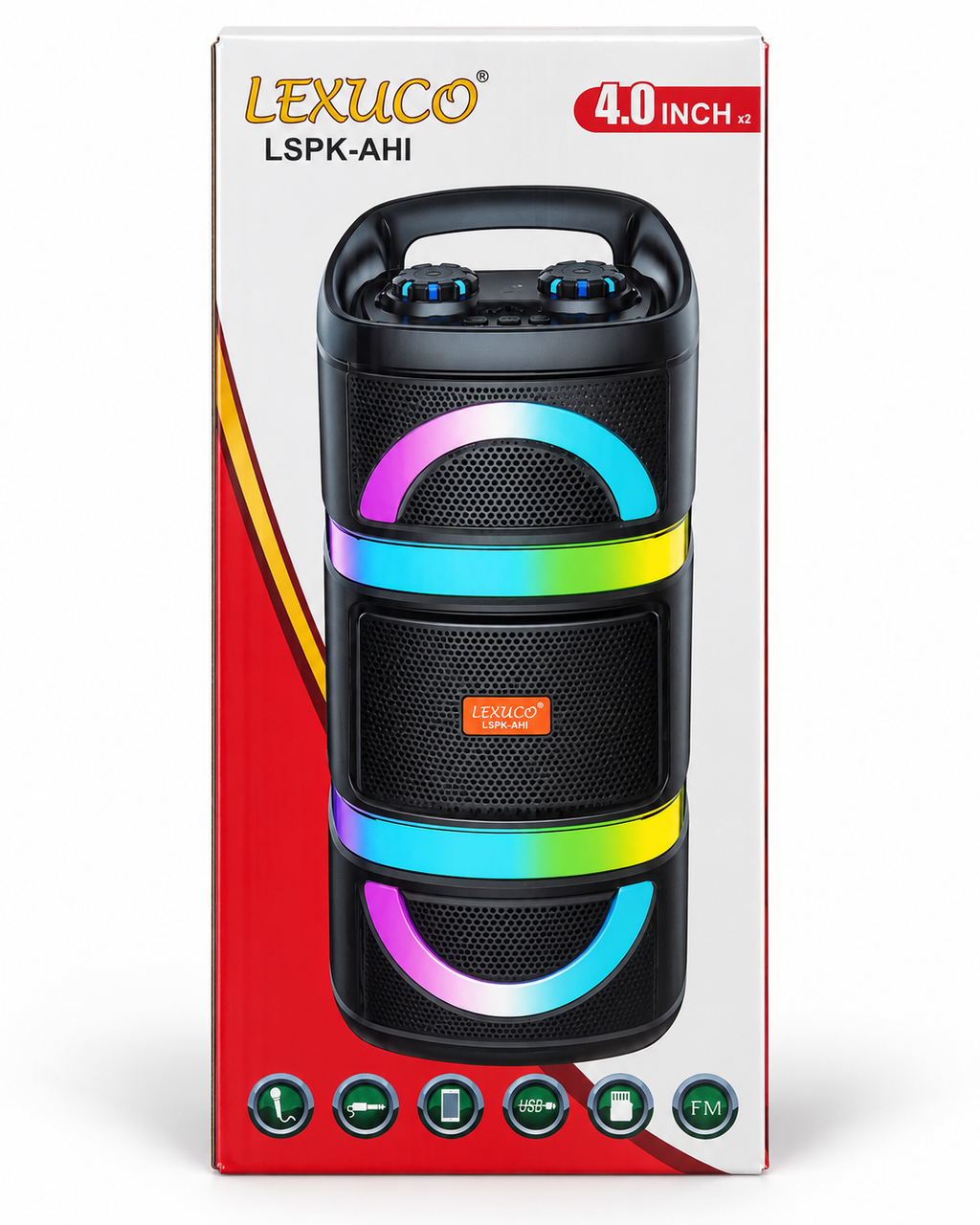 Lexuco LSPK-AHI dual 4 inch Bluetooth speaker studio product photo