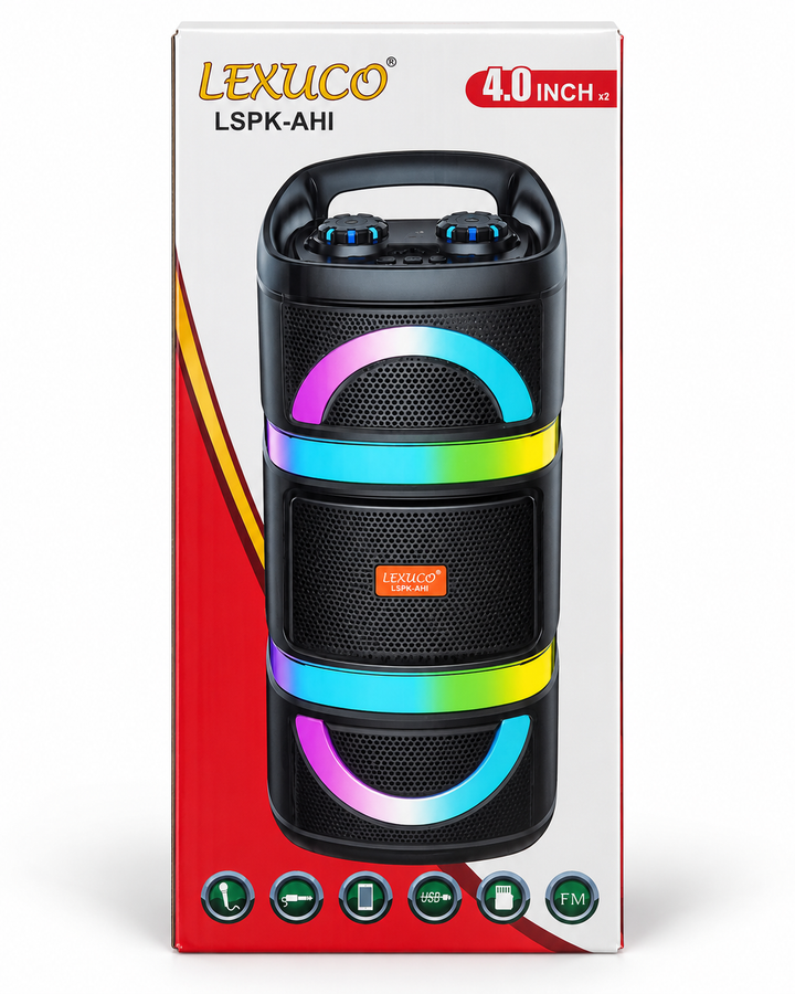 Lexuco LSPK-AHI dual 4 inch Bluetooth speaker studio product photo