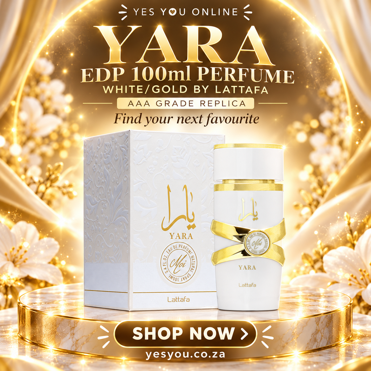 Yara EDP 100ml Perfume White/Gold By Lattafa / AAA Grade Replica — advertisement without price