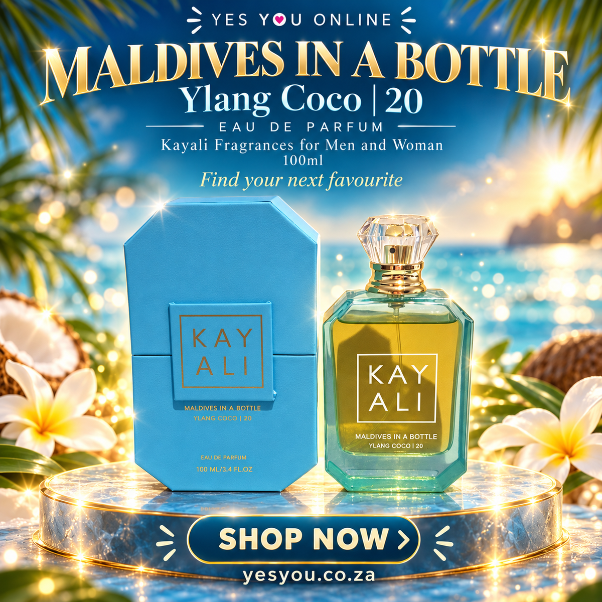 Maldives in a Bottle Ylang Coco | 20 Eau de Parfum Kayali Fragrances for Men and Woman 100ml — advertisement without price