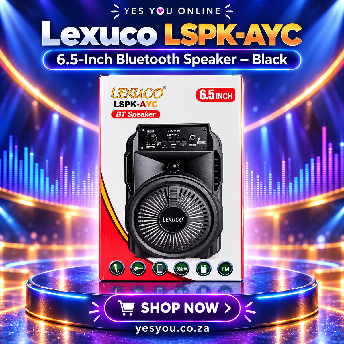 Lexuco LSPK-AYC 6.5-Inch Bluetooth Speaker – Black — advertisement without price