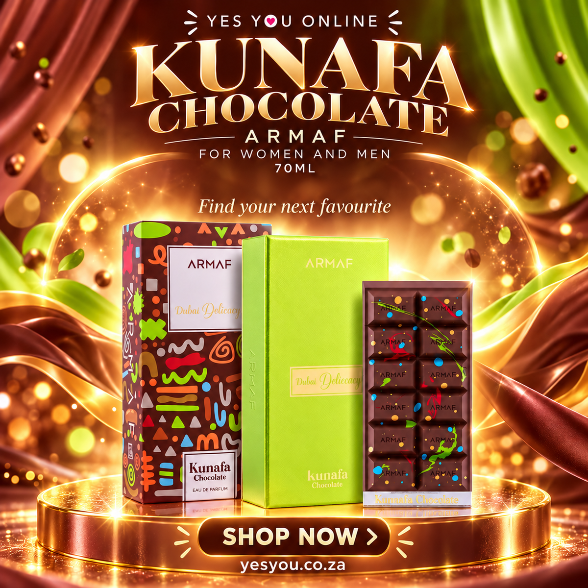 Kunafa Chocolate Armaf for women and men 70ml — advertisement without price