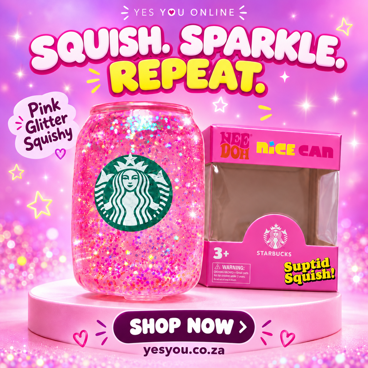 Pink Glitter Squishy — advertisement without price