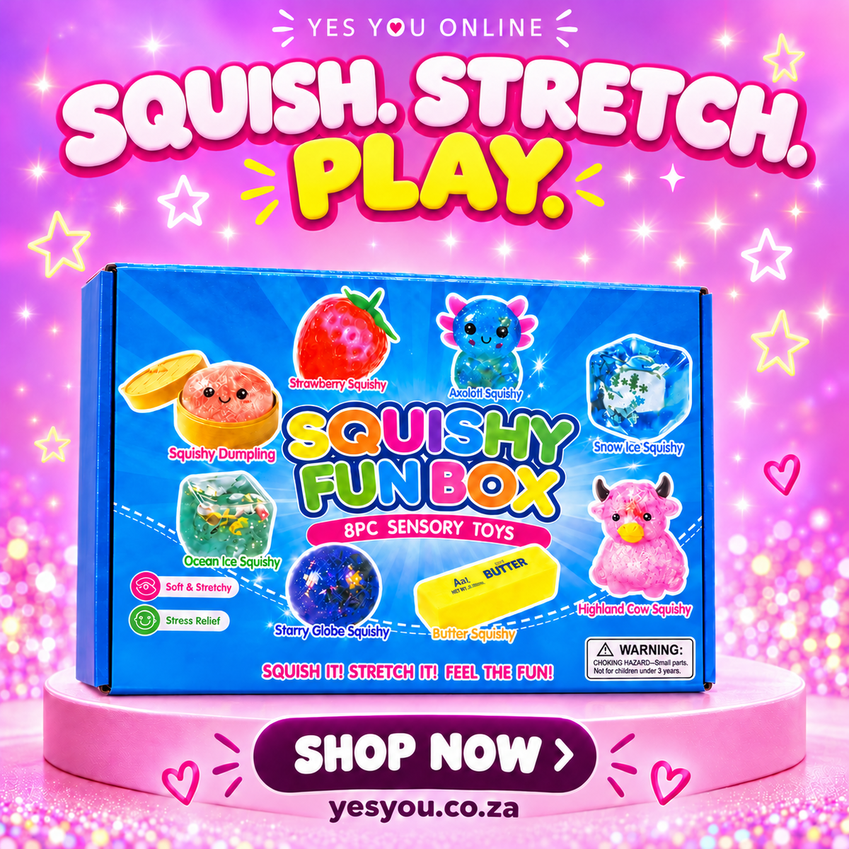 Squishy Fun Box – 8pc Sensory Toys — advertisement without price