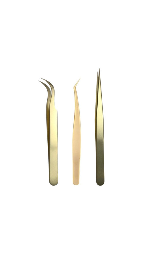 Tweezers for Professional Eyelash Extension - 3 Pairs