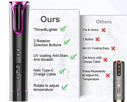 Automatic Portable Rechargeable Wireless Hair Curler