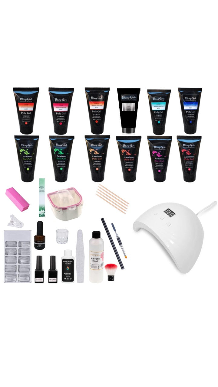 Comprehensive Colour Change  and Luminous Poly Gel Kit - 32 Pieces