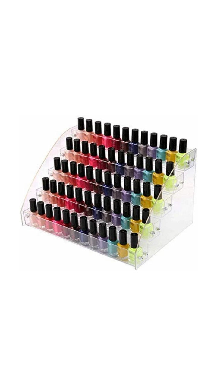 Cq acrylic Clear Nail Polish Organizers And Storage,5 Layer Nail Polish Rack  Tabletop Display Stand Holds Up to 55 Bottles, Acrylic 5 Tier Essential  Oils Holder For Professional Nail Salon 5 layers (Hold 55 bottles)