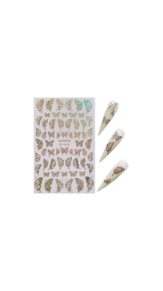 Gold Butterfly Nail Art Stickers