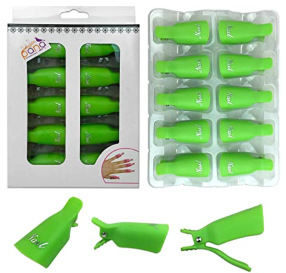 Reusable Soak Off Fingernail Clips - Green