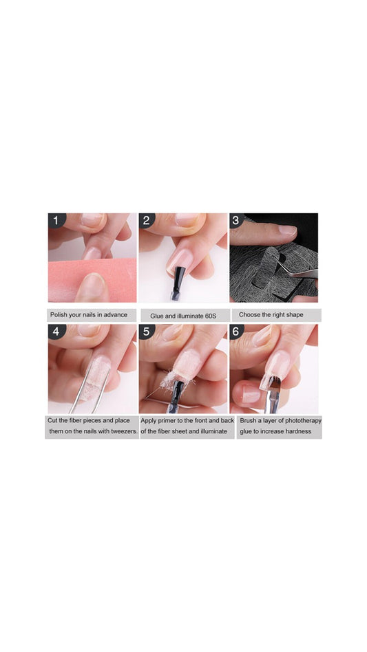 Non-woven Fiberglass Silk Nails Wrap Stickers - A02 with Tweezers