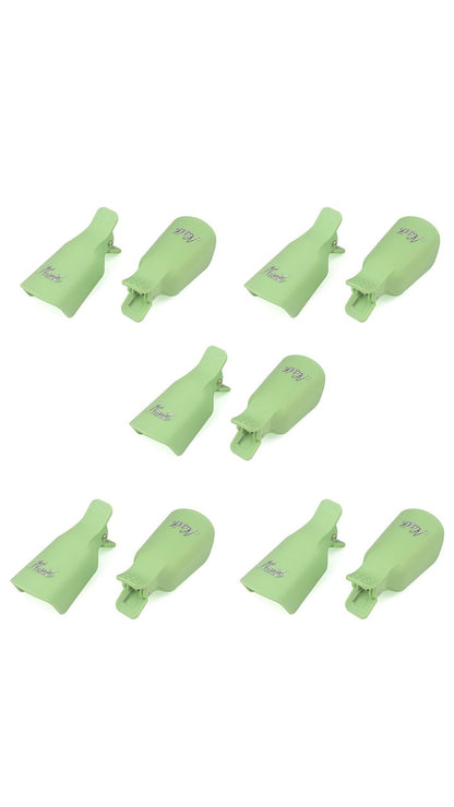 Reusable Soak Off Fingernail Clips - Green