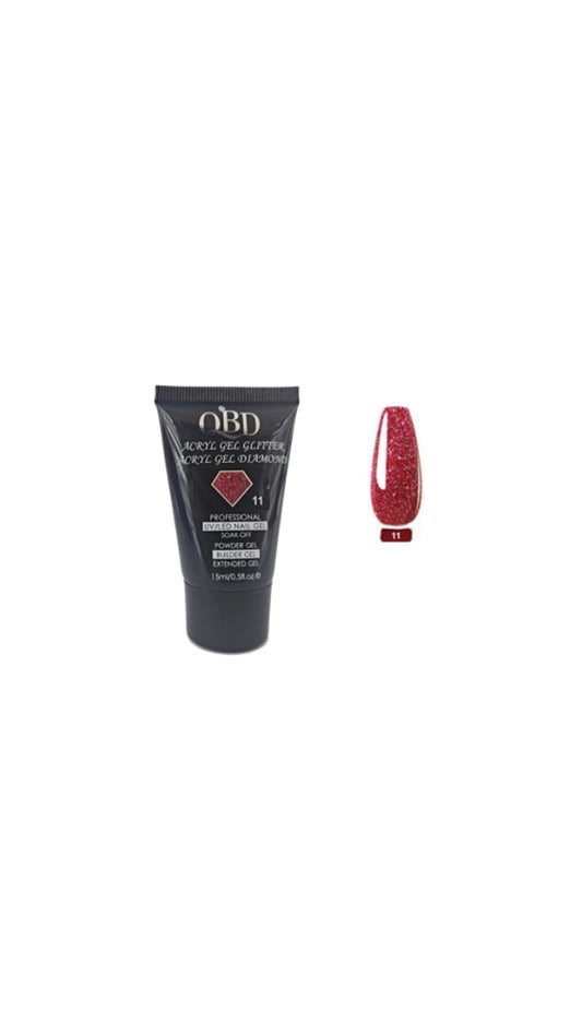 QBD Red Diamond Glitter Poly Gel #11 - 15ml