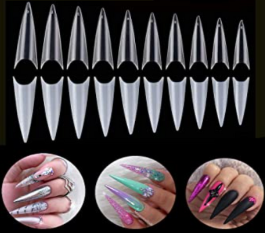 Half Cover Stiletto Tips  - 500 Pieces