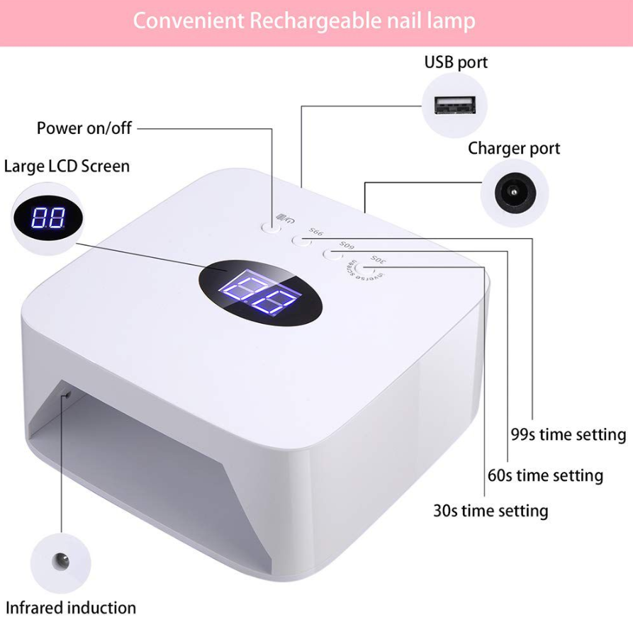 PLSG Rechargeable 2-IN-1 Nail Drill & Rechargeable UV Led Lamp Set